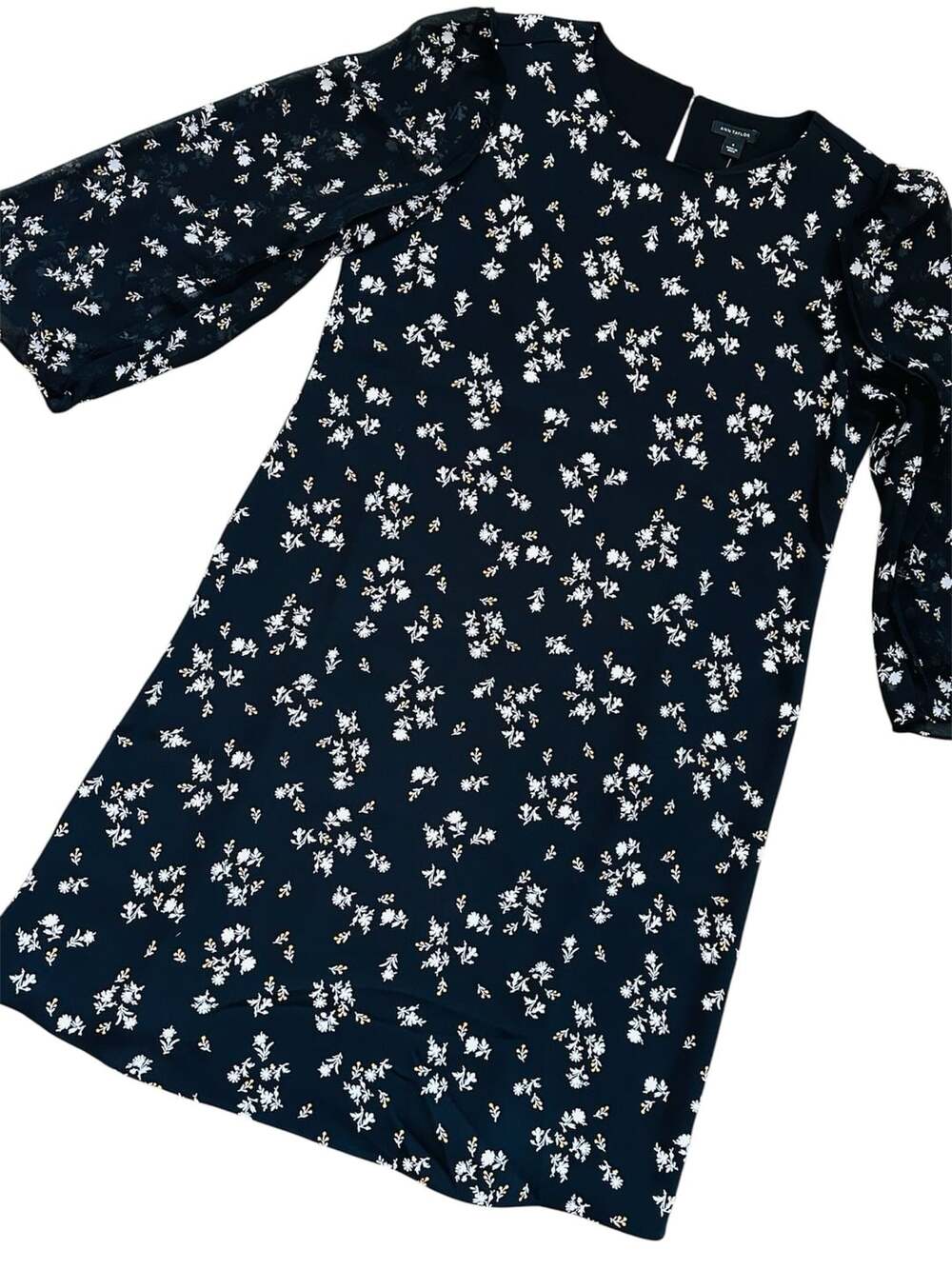 Ann Taylor Floral Dress Size 6 Black/White NWT